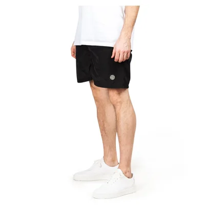 Stone Island Nylon Metal Patch Swim Shorts (Schwarz)