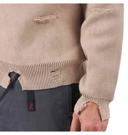 Alpha Industries Distressed Logo Pullover (Beige)