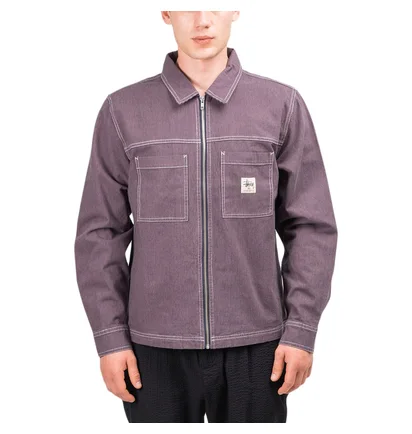 Stüssy Overdyed Hickory LS Zip Shirt (Lila)