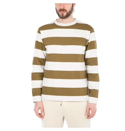 Norse Projects Johannes Wide Stripe LS (Olive / Hellbeige)