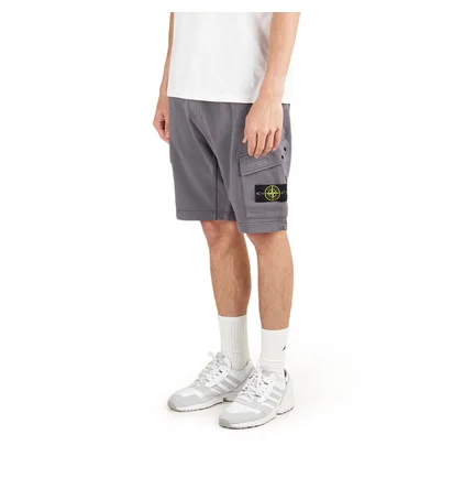 Stone Island Cotton Fleece Bermuda Cargo Shorts (Grau)