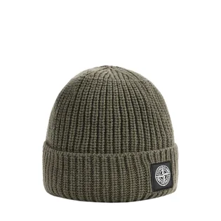 Stone Island Ribbed Beanie (Oliv)