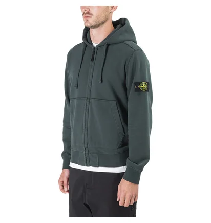 Stone Island Full Zip Hooded Sweat (Dunkelgrün)