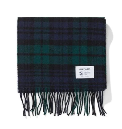 Norse Projects Norse x Johnstons Check Scarf (Schwarz)