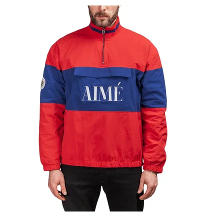 Aimé Leon Dore Nylon Quarter Zip Pullover (Rot / Blau)