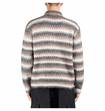 Obey Reggie Zip Up Cardigan Sweater (Braun / Beige)