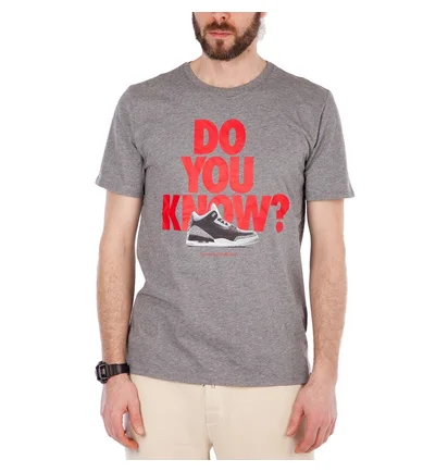 Nike Air Jordan AJ 3 'Do you know' T-Shirt (Grau / Rot)