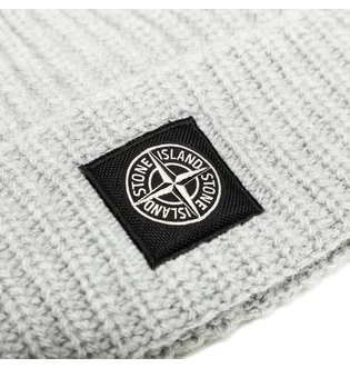 Stone Island Rib Knit Beanie (Hellgrau)