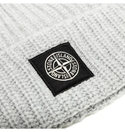 Stone Island Rib Knit Beanie (Hellgrau)