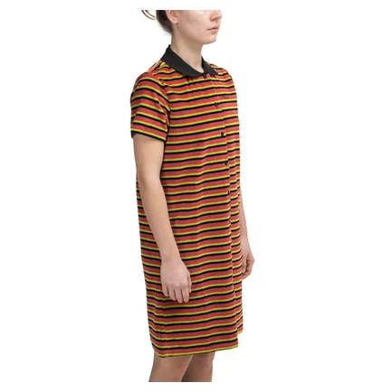 Stüssy WMNS Penny Velour Dress (Rot / Schwarz / Grün)