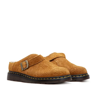 Dr. Martens Isham Faux Shearling Lined Suede Mules (Braun)