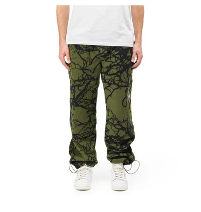 Dime Tree Print Fleece Pants (Olive / Schwarz)