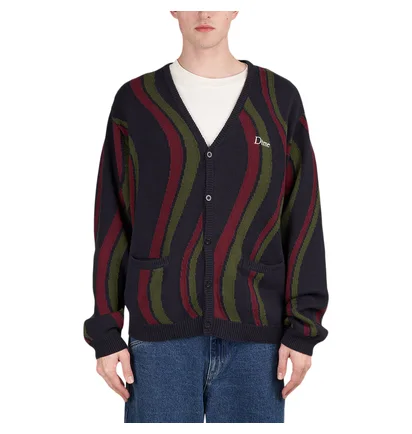 Dime Lightwave Knit Cardigan (Schwarz / Grün / Rot)