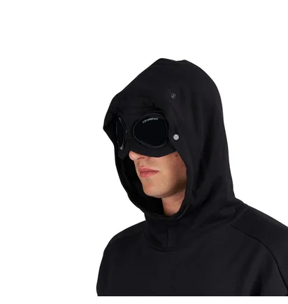 C.P. Company Diagonal Raised Fleece Goggle Hooded Sweatshirt (Schwarz)