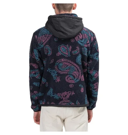 Aries Paisley Half Zip Fleece Hoodie (Schwarz)