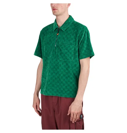 Brain Dead Knit Check Half Zip Shirt (Grün)