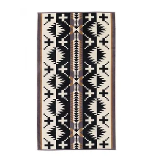 Pendleton Oversized Jacquard Towel (Schwarz / Weiß)