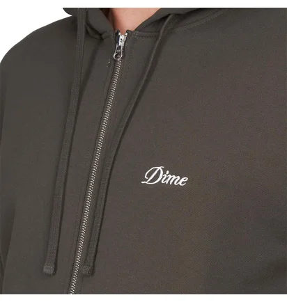 Dime Cursive Small Logo Zip Hoodie (Dunkelgrau)