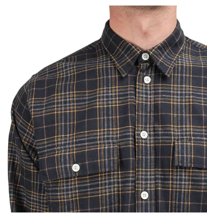 Norse Projects Villads Brushed Flannel Shirt (Navy / Gelb)