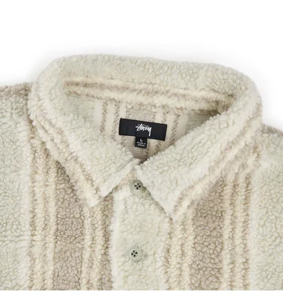 stüssy stripe sherpa shirt (natural)