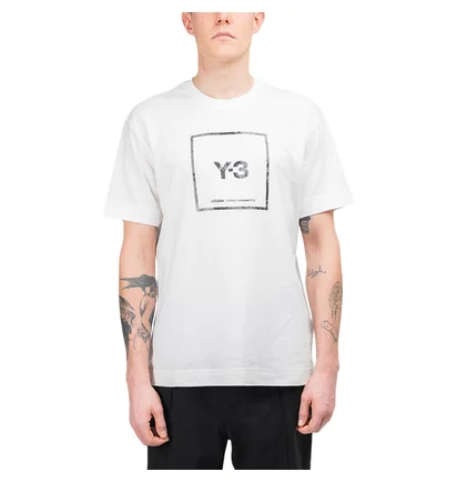 adidas Y-3 Square Label Graphics T-Shirt (Weiß)