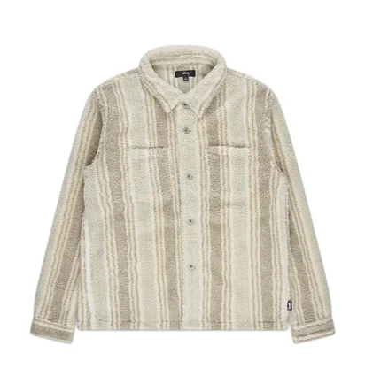 stüssy stripe sherpa shirt (natural)