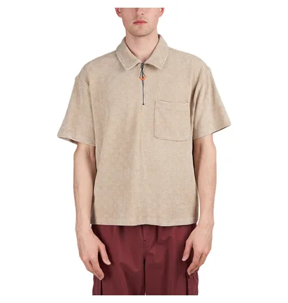 Brain Dead Knit Check Half Zip Shirt (Beige)