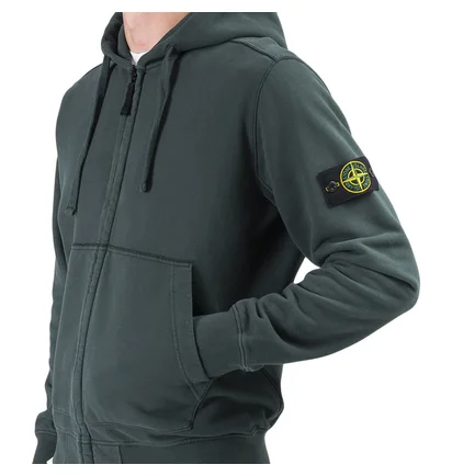 Stone Island Full Zip Hooded Sweat (Dunkelgrün)