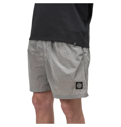 Stone Island Nylon Metal Patch Logo Swim Shorts (Grau)