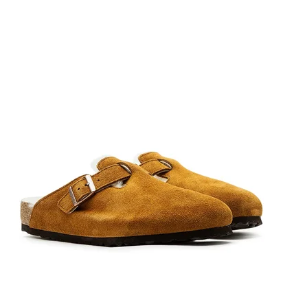 Birkenstock Boston Shearling Suede Leather (Braun)
