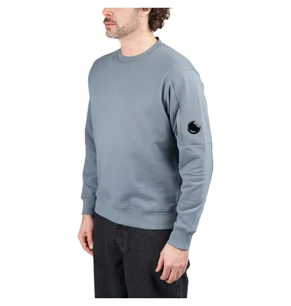 C.P. Company Diagonal Raised Fleece Crewneck Lens Sweatshirt (Blau)