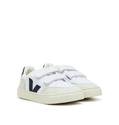 Veja Kids V-12 Velcro Canvas (Weiß / Navy)