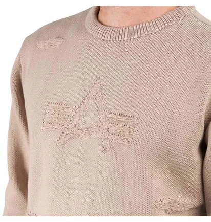Alpha Industries Distressed Logo Pullover (Beige)