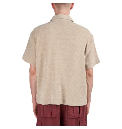 Brain Dead Knit Check Half Zip Shirt (Beige)