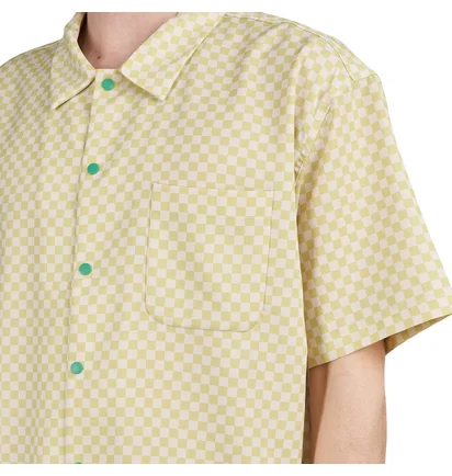 Brain Dead Micro Check Short Sleeve Snap Shirt (Gelb / Weiß / Grün)