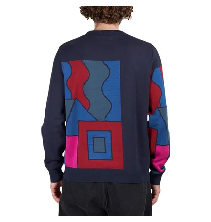 Parra Blocked Landscape Knitted Pullover (Navy / Multi)