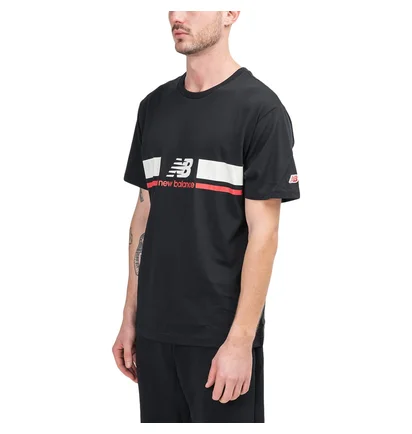 New Balance MT93550 BK Athletics Stadium T-Shirt (Schwarz / Weiss)