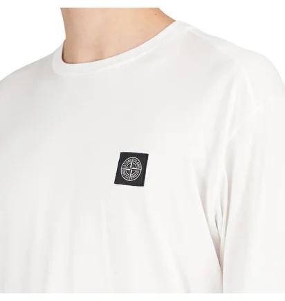 Stone Island Patch Long Sleeve T-Shirt (Weiß)