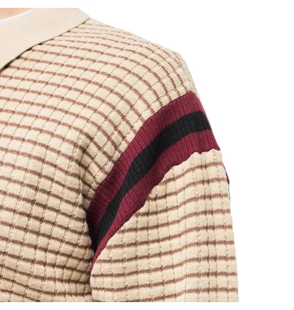 Stüssy Waffle Knit Longsleeve Zip Polo (Khaki)