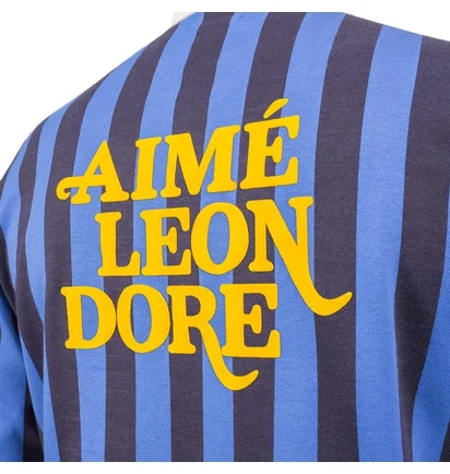 Aimé Leon Dore Vertical Striped Rugby Polo (Navy / Blau)