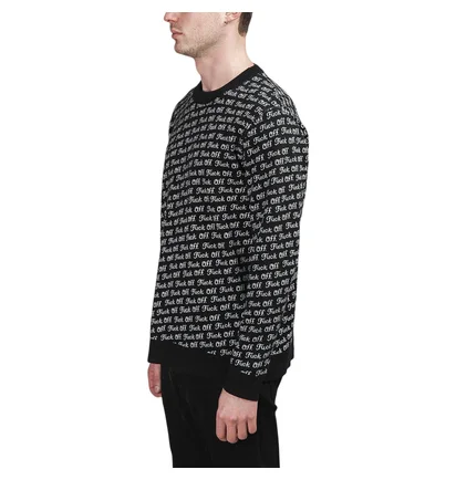 Raised by Wolves Fuck Off Jacquard Sweater (Schwarz)