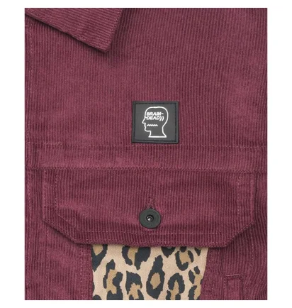 Brain Dead Leopard Contrast Trucker Jacket (Bordeaux)