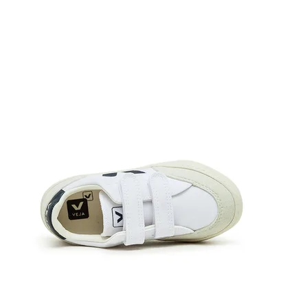 Veja Kids V-12 Velcro Canvas (Weiß / Navy)
