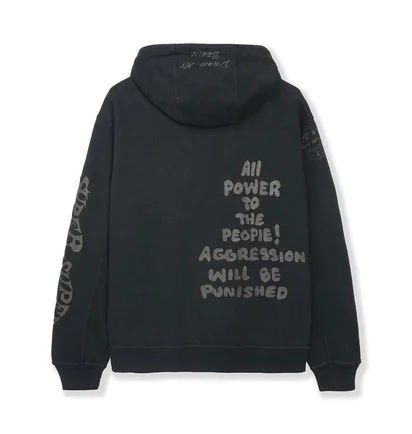 Brain Dead Tonal Type Print Hoodie (Schwarz)