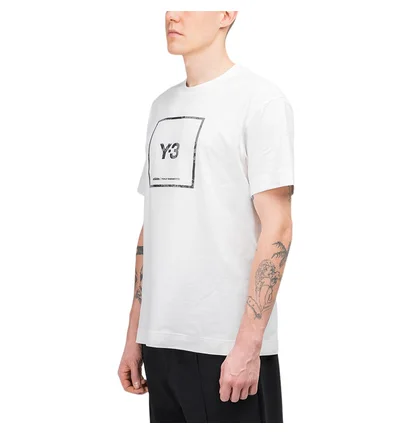 adidas Y-3 Square Label Graphics T-Shirt (Weiß)