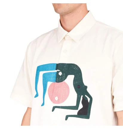 by Parra Yoga Balled Short Sleeve Shirt (Beige)