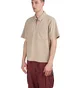 Brain Dead Knit Check Half Zip Shirt (Beige)