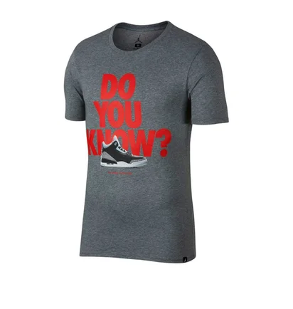 Nike Air Jordan AJ 3 'Do you know' T-Shirt (Grau / Rot)