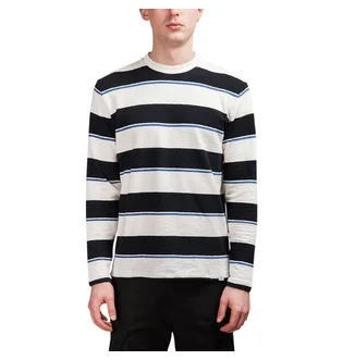 Norse Projects Johannes Textured Stripe Longsleeve (Dunkelblau)
