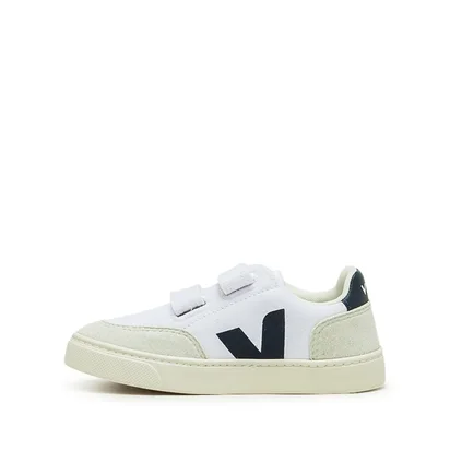 Veja Kids V-12 Velcro Canvas (Weiß / Navy)